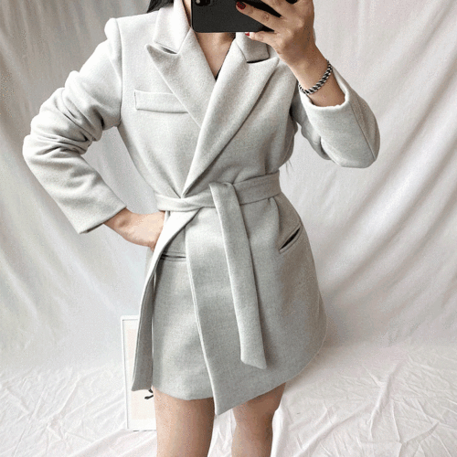 [기획특가/울50%] 베이직 울 하프 벨트코트 자켓(2color)