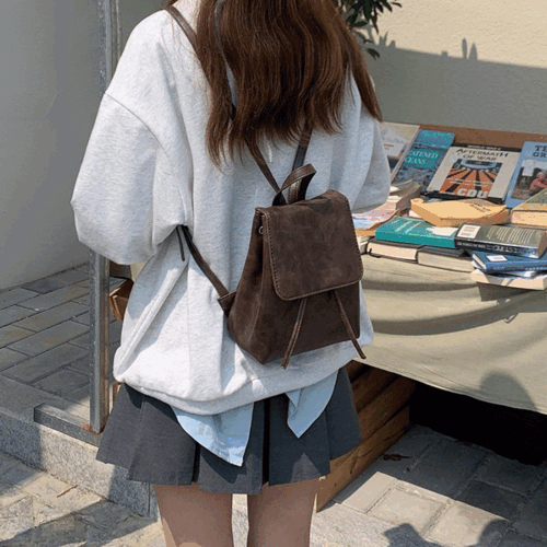 🤎빈티지백팩/클래식🤎 데일리 복조리 여성 빈티지 비건레더 숄더 미니백팩 여성가방 (2color)